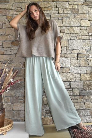 Basso Shirring Wide Leg Pant Soft Sage